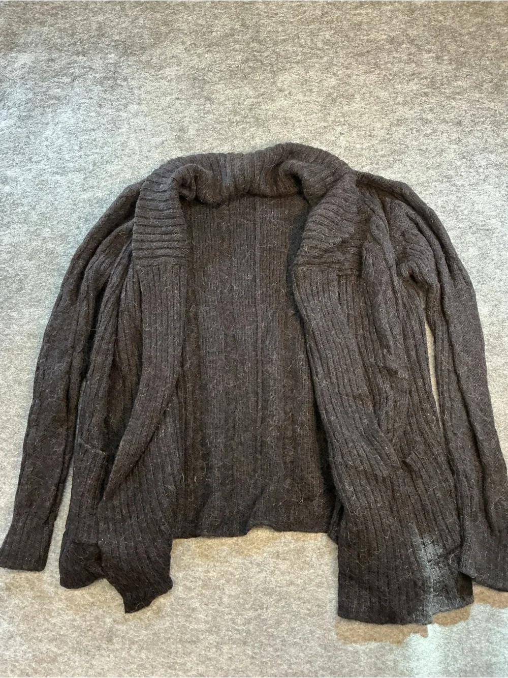 All Saints Cozy Open-Front Ribbed Cardigan Sweater - Dark Gray Size XXL
